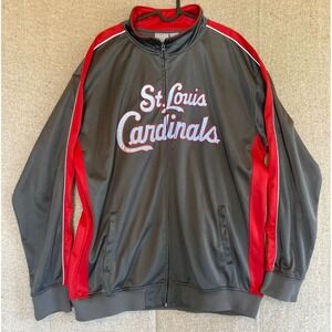 Mens‎ Sz 2XLT St. Louis Cardinals Gray/Red Jacket Mock Neck Full Zip